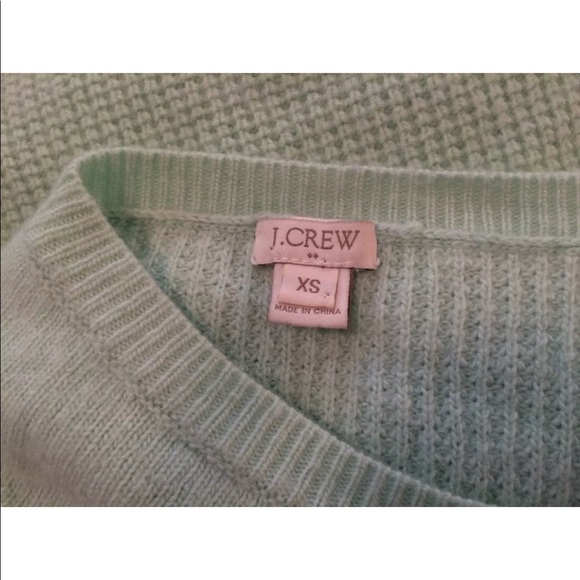 J. CREW Warmspun Waffle Knit Sweater Mint Green Aqua Knit Pullover Textured Crew - Picture 6 of 13